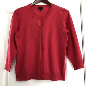 Talbots Pima Cotton Coral Red Cardigan